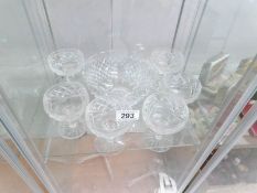 A cut glass bowl and 6 glass sundae dishes