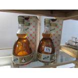 2 bottles of Bols musical ballerina apricot brandy with boxes (1 ballerina not working)
