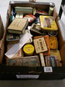 A collection of 53 collectable tins including Ogdens Juggler, Fairweathers cut,