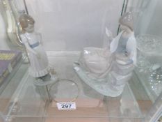 2 Lladro figures (girl with hoop a/f)