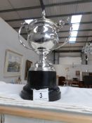 A large silver plated lidded trophy