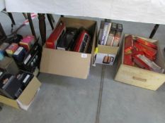 A large quantity of empty Hornby and Bachmann boxes together with a box of Hornby boxed track