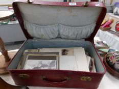 A suitcase of loose photographs including cabinet cards, cartes de visite,