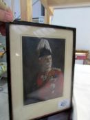 A Victorian watercolour portrait of possibly Field Marshal Francis Grenfell, 1st Baron Grenfell,