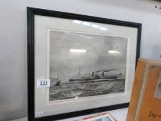 A framed and glazed engraving of The Lord of the Isles paddle steamer