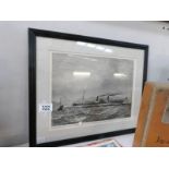 A framed and glazed engraving of The Lord of the Isles paddle steamer