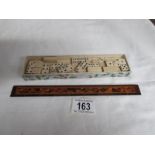 A Tunbridge ware ruler and a set of miniature dominoes