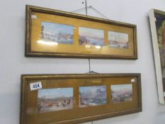 6 small watercolour seascapes in 2 frames