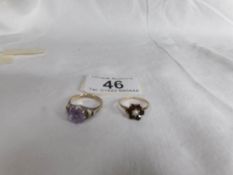 A 9ct gold sapphire ring and another 9ct gold ring