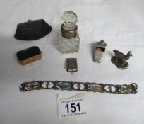 A mixed lot including silver top bottle,