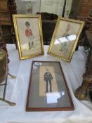 3 watercolours of 18th and 19th century military uniforms,