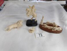 A quantity of early 20th century carved bone/ivory animals