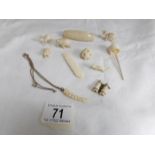 A quantity of 19th century ivory/bone animals etc