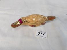 A Royal Crown Derby duck billed platypus paperweight