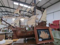A model of the Galleon 'San Gabriel' and a ship picture