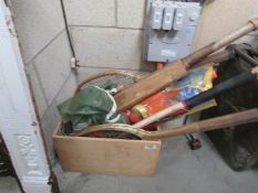 A box of sports equipment