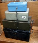 4 metal cash boxes