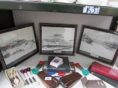 3 framed and glazed prints,