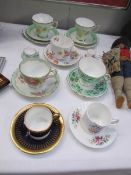 A mixed lot of cups and saucers