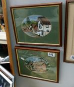 A pair of framed and glazed tapestries