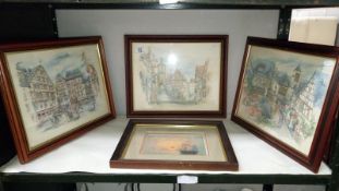 4 framed and glazed prints