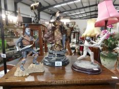3 resin figures being Britannia, a Cricketer and a Knight