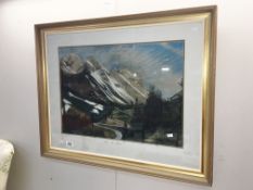 A gouache picture of alpine mountain scene 'Col Des Aravis', signed