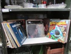 A shelf of LP records