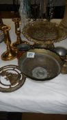 A mixed lot of brass ware