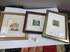 3 miniatures including River Wye signed Fiona Odle, Emma Daniels Bac Art Studio