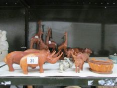 A mixed lot of wooden animals etc