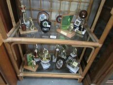 2 shelves of trophies