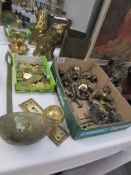 A mixed lot of brass ware