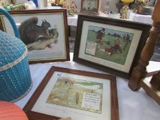 3 framed and glazed prints including golfing theme