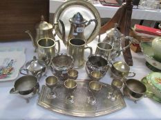 2 silver plate tea sets (a/f) 2 silver plate Mappin & Webb pots,