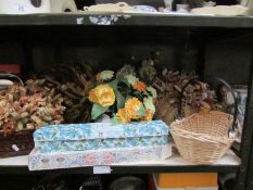 A shelf of dried flowers