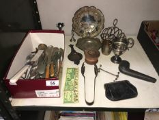 A mixed lot including cutlery etc
