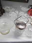 A mixed lot of glass ware including cake stands