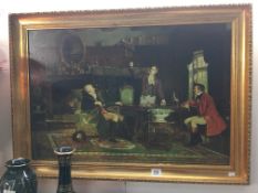 A gilt framed Georgian sitting room scene