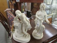 2 early parian figures,