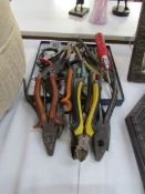 A mixed lot of tools including pliers
