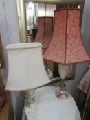 2 alabaster table lamps complete with shades