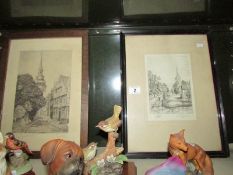 2 framed and glazed 19th century engravings