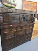 An oak court cupboard