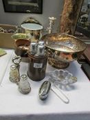 A silver plate punch bowl, ice bucket,