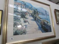 A framed and glazed continental promenade scene print