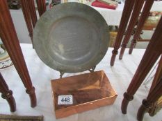 An advertising collection plate and a copper box