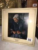A framed and glaze print entitled 'Old Woman with a Rosary', Paul Cezanne,