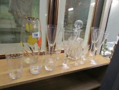 A mixed lot of glass ware including decanter, glasses,