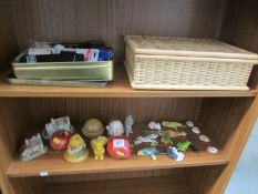 2 shelves of miscellaneous including sewing items